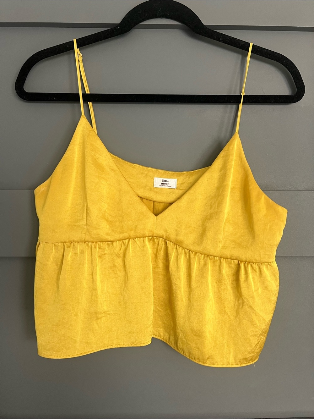 Aritzia Yellow Spaghetti Strap Peplum Top